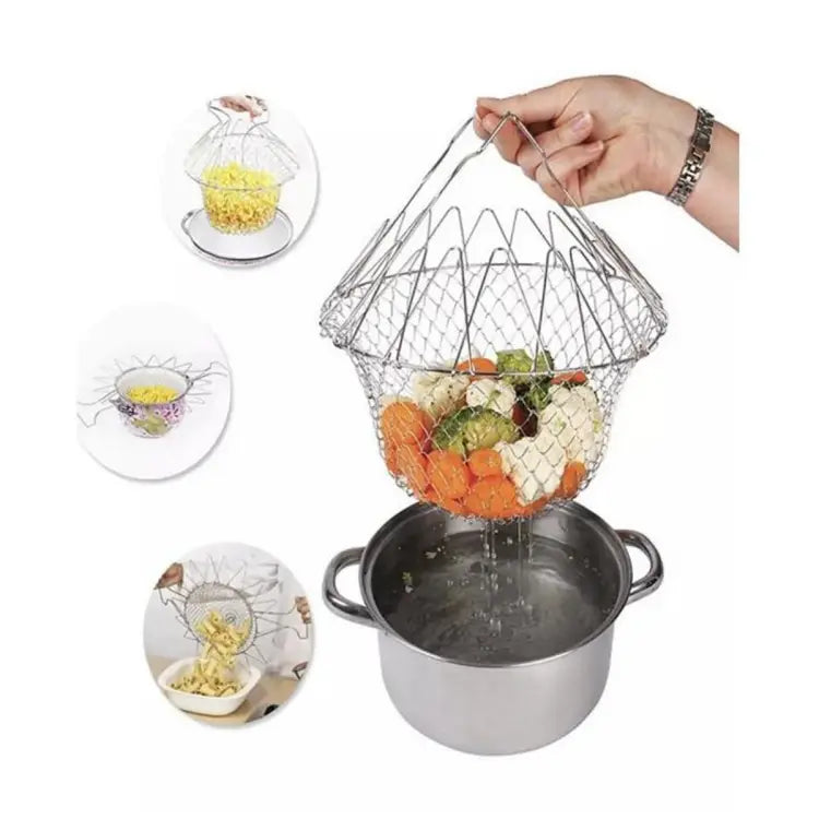 2 In 1 Stainless Steel Kitchen Tool Chef Drain Basket